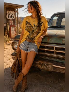 Free People “ Soak Up The Sun “ Eagle 🦅 Graphic t-shirt (( SOLD OUT )) NWOT